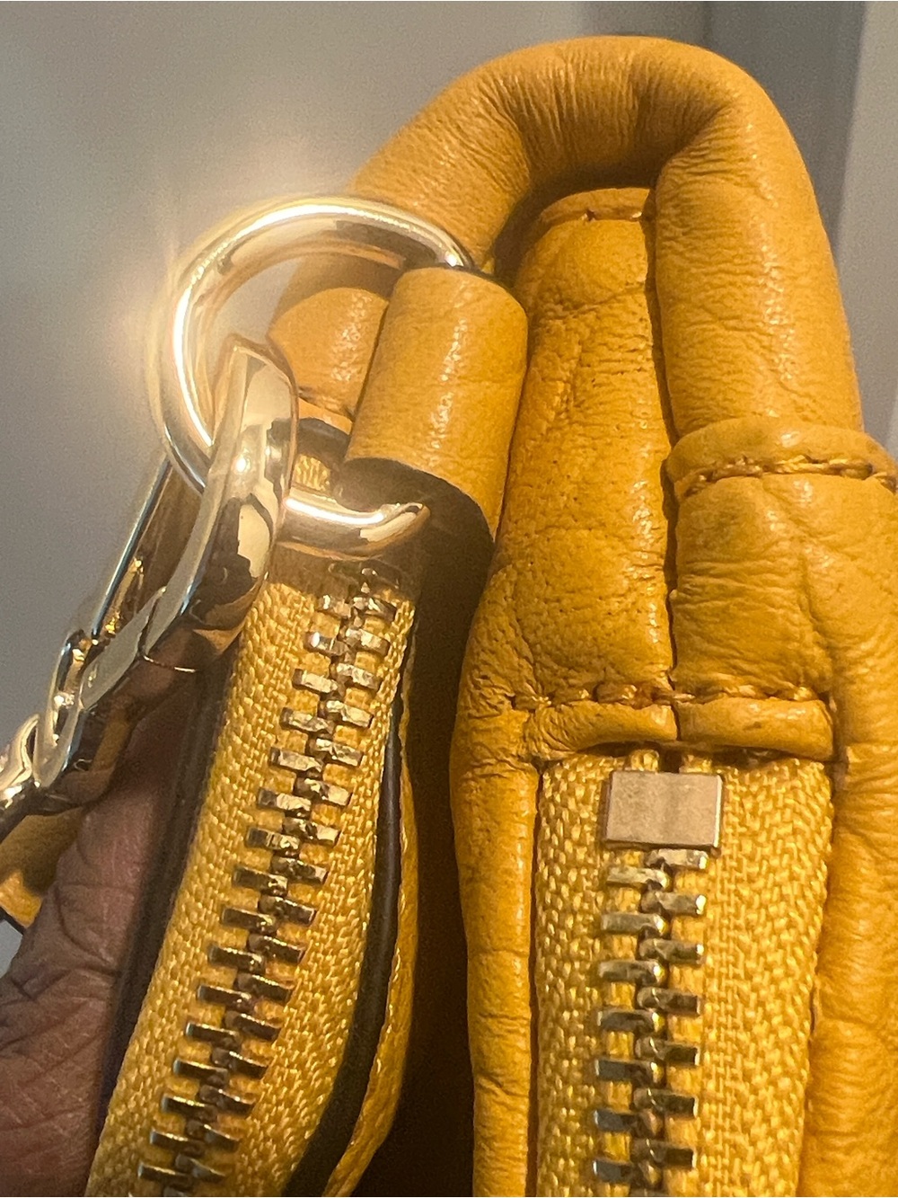 Vince Camuto Mustard Pebbled Leather Crossbody - Picture 7 of 9